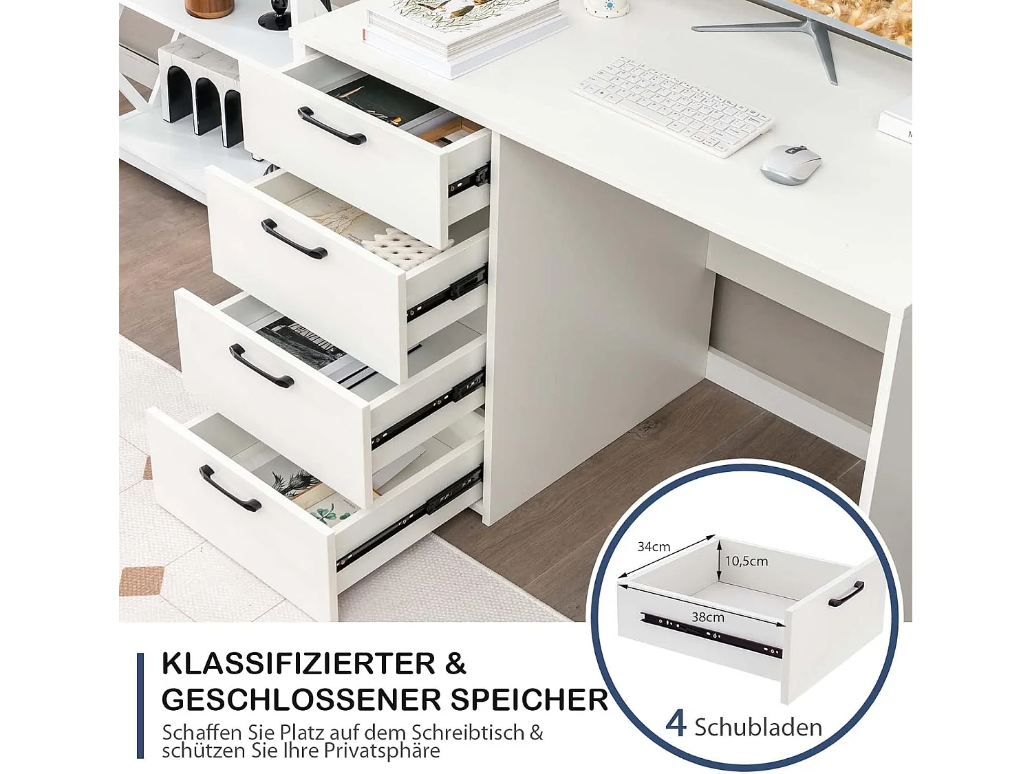 Schreibtisch mit 4 Schubladen