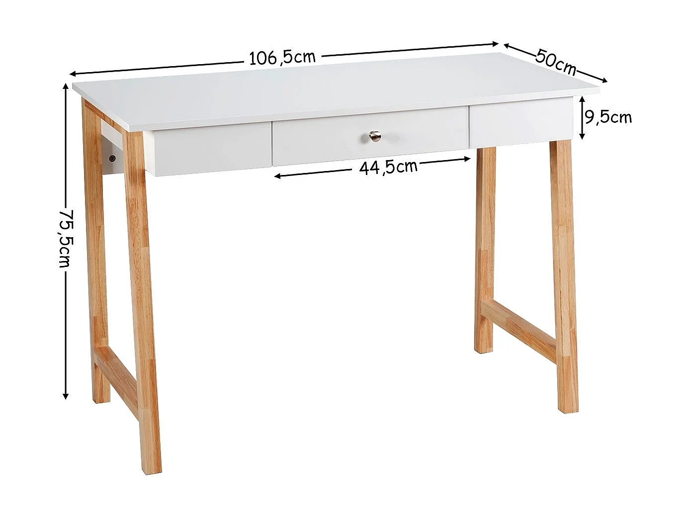 2 en 1 Bureau Informatique Table Coiffeuse en Bois avec Grand Plan de Travail 106,5x50x75,5CM