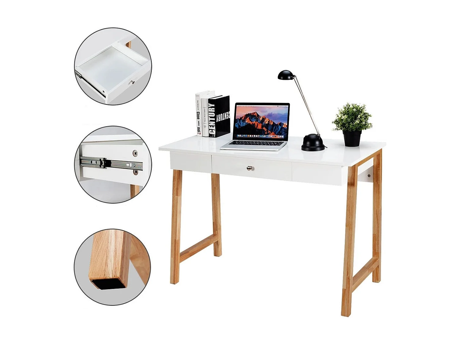 Schreibtisch mit Schublade Computertisch Schminktisch Bürotisch 106 x 50 x 75,5 cm Natur