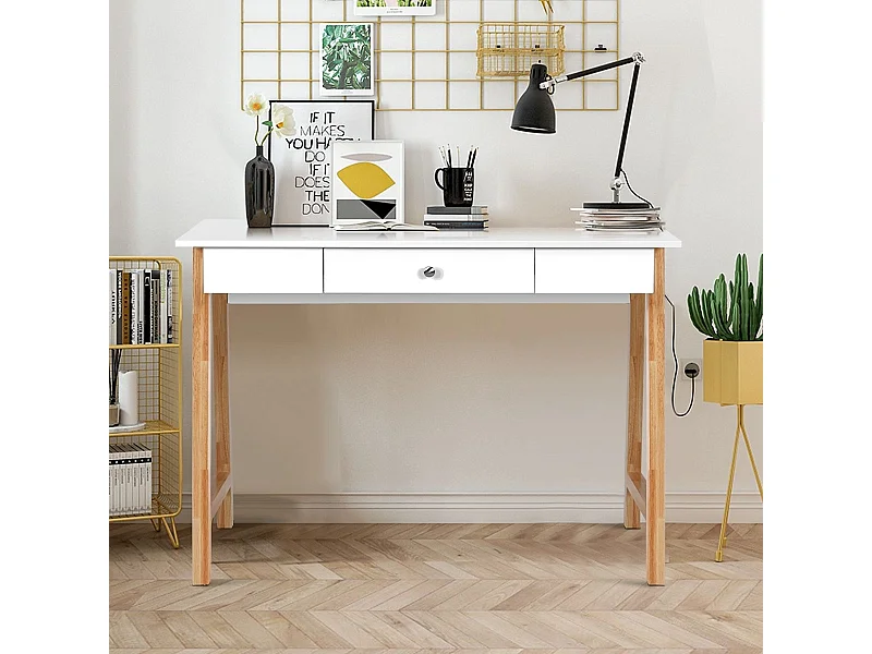 Schreibtisch mit Schublade Computertisch Schminktisch Bürotisch 106 x 50 x 75,5 cm Natur