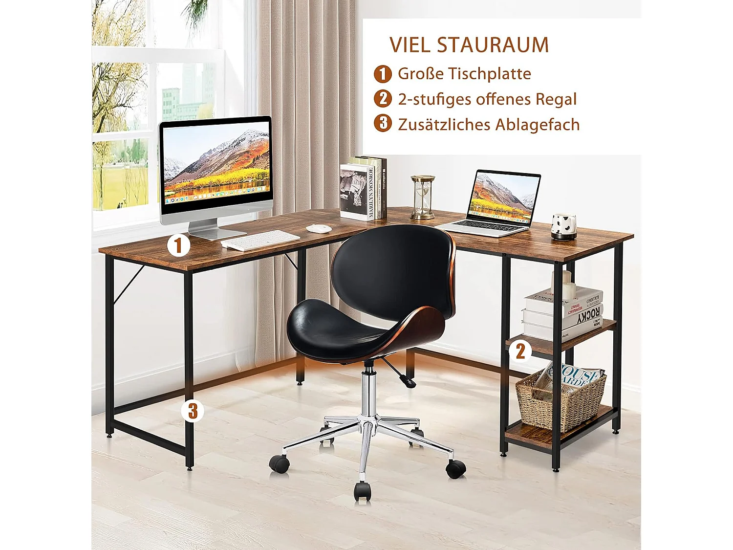 L-förmiger Schreibtisch