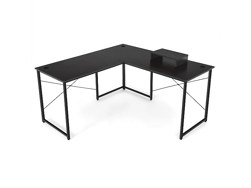 L-förmiger Computertisch mit Monitorständer Wendbarer Eckschreibtisch Schwarz