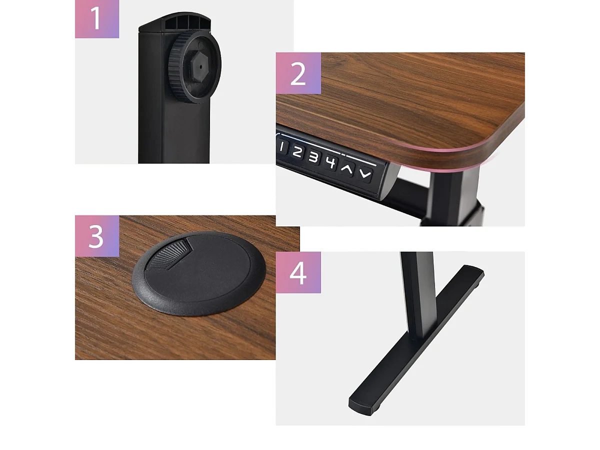 Scrivania sollevabile elettrica con porta USB, Scrivania regolabile in altezza per casa e ufficio Marrone