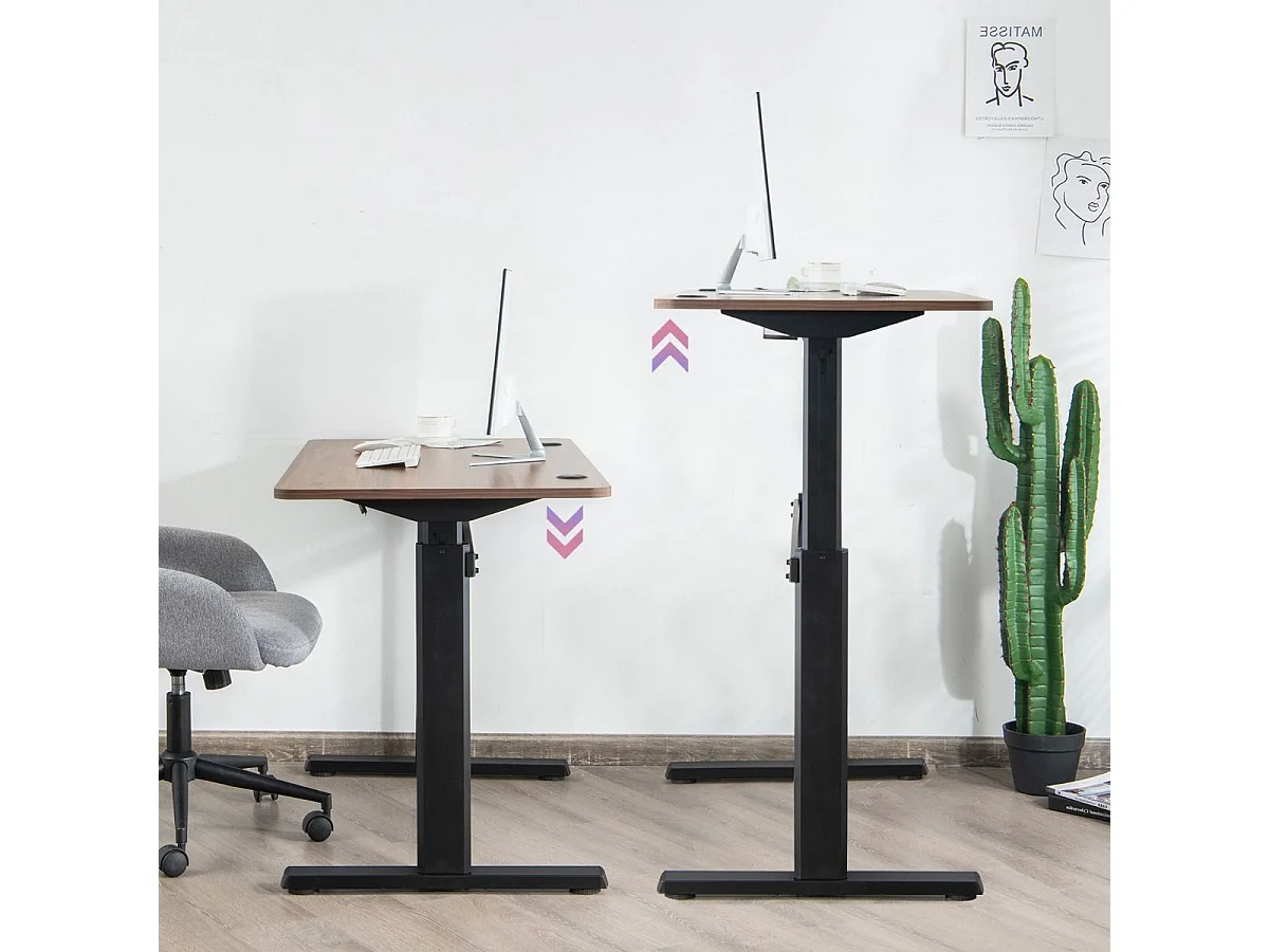 Scrivania sollevabile elettrica con porta USB, Scrivania regolabile in altezza per casa e ufficio Marrone