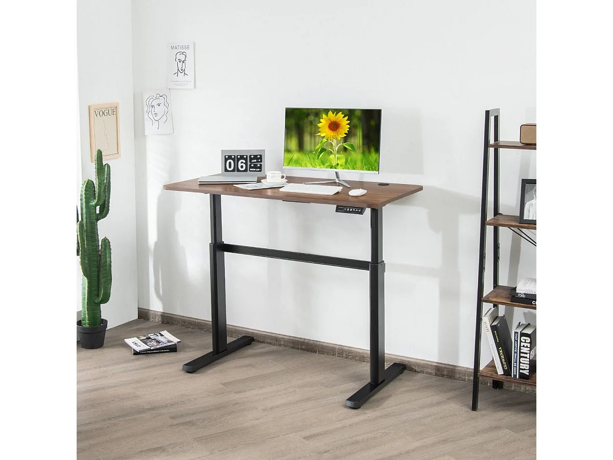 Scrivania sollevabile elettrica con porta USB, Scrivania regolabile in altezza per casa e ufficio Marrone