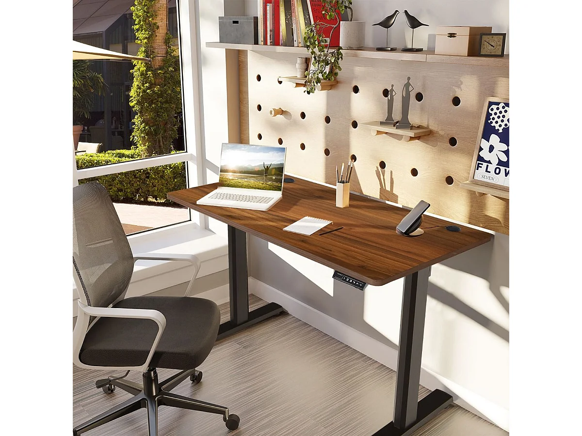 Scrivania sollevabile elettrica con porta USB, Scrivania regolabile in altezza per casa e ufficio Marrone