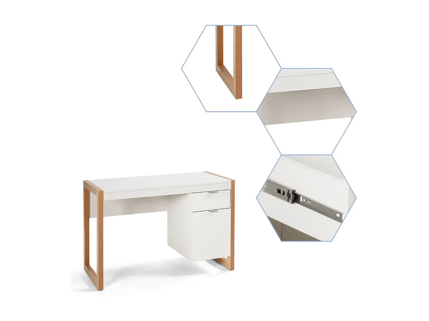 Bureau Informatique Style Moderne 112,5 x 50 x 75 CM 2 Tiroirs Table d'Etude pour Chambre de Bureau à Domicile en MDF