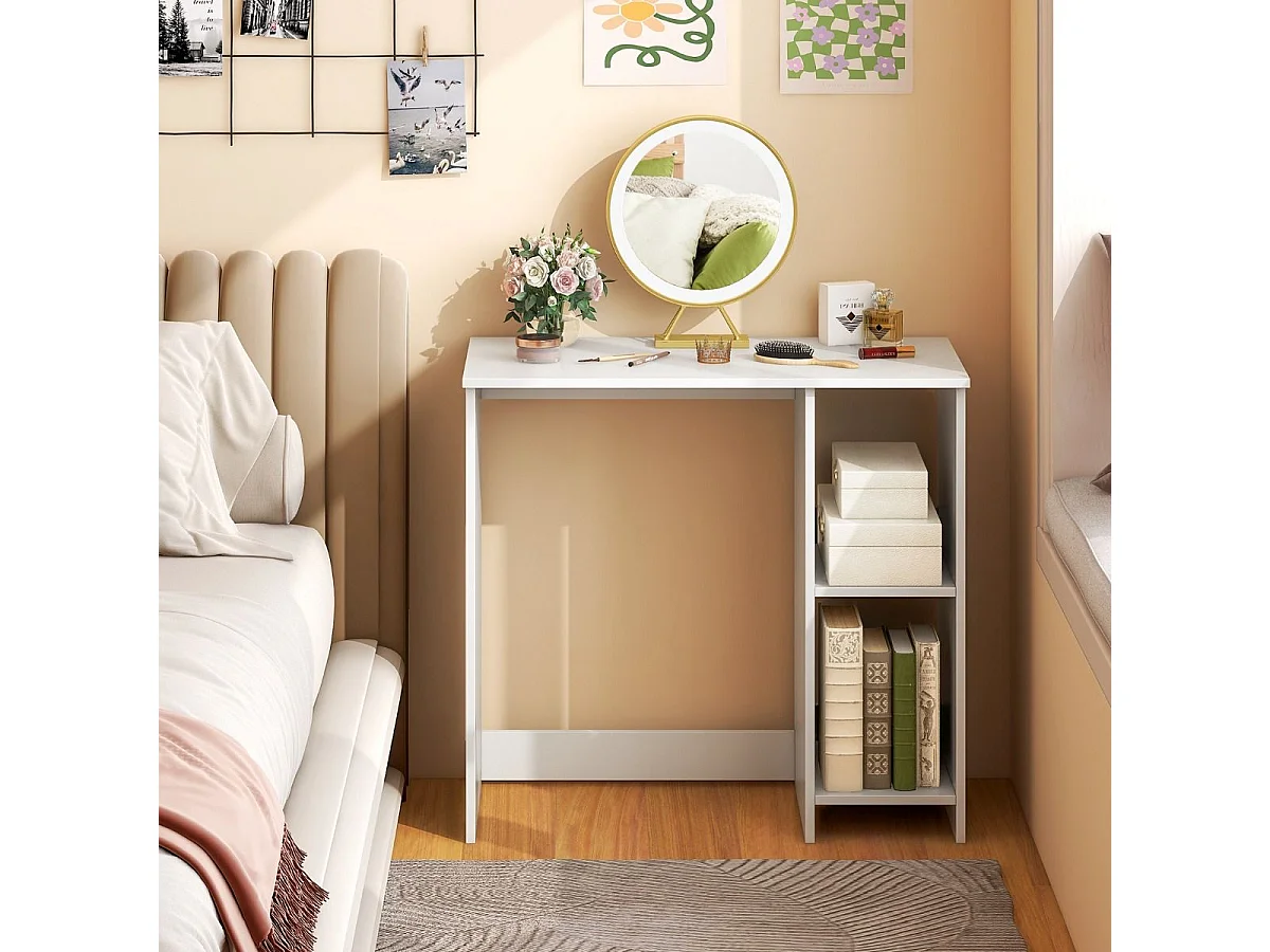 Bureau d'Ordinateur Table de Travail pour Petit Espace avec 2 Compartiments Bureau Informatique 40 x 80 x74 cm Blanc