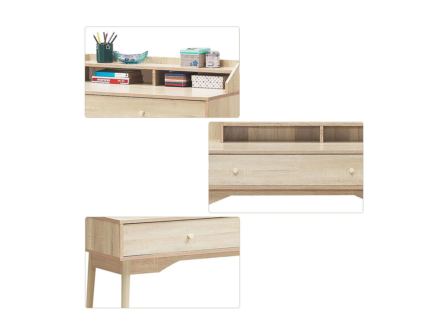 Schreibtisch Computertisch mit Schublade Bürotisch aus Massivholz PC-Arbeitsplatz 120 x 50 x 93 cm Natur