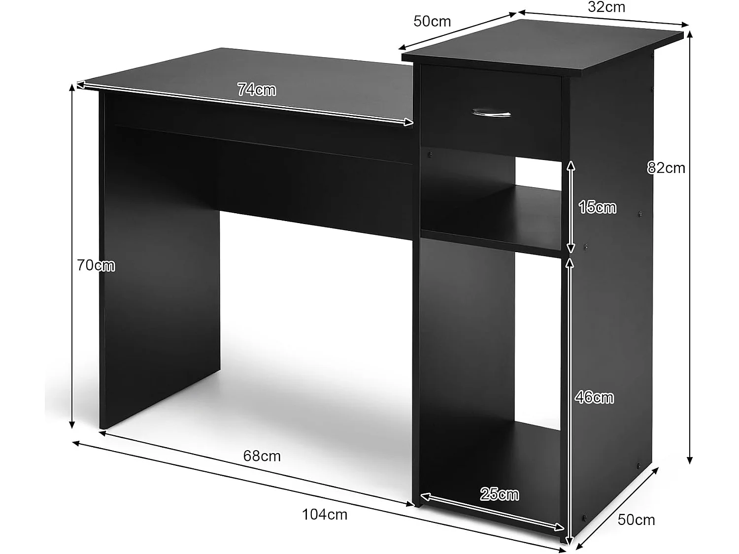 Schreibtisch mit offenen Regalen