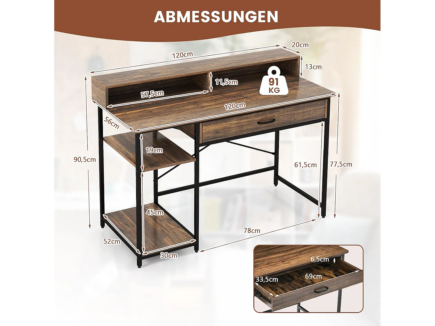 Schreibtisch mit Schublade