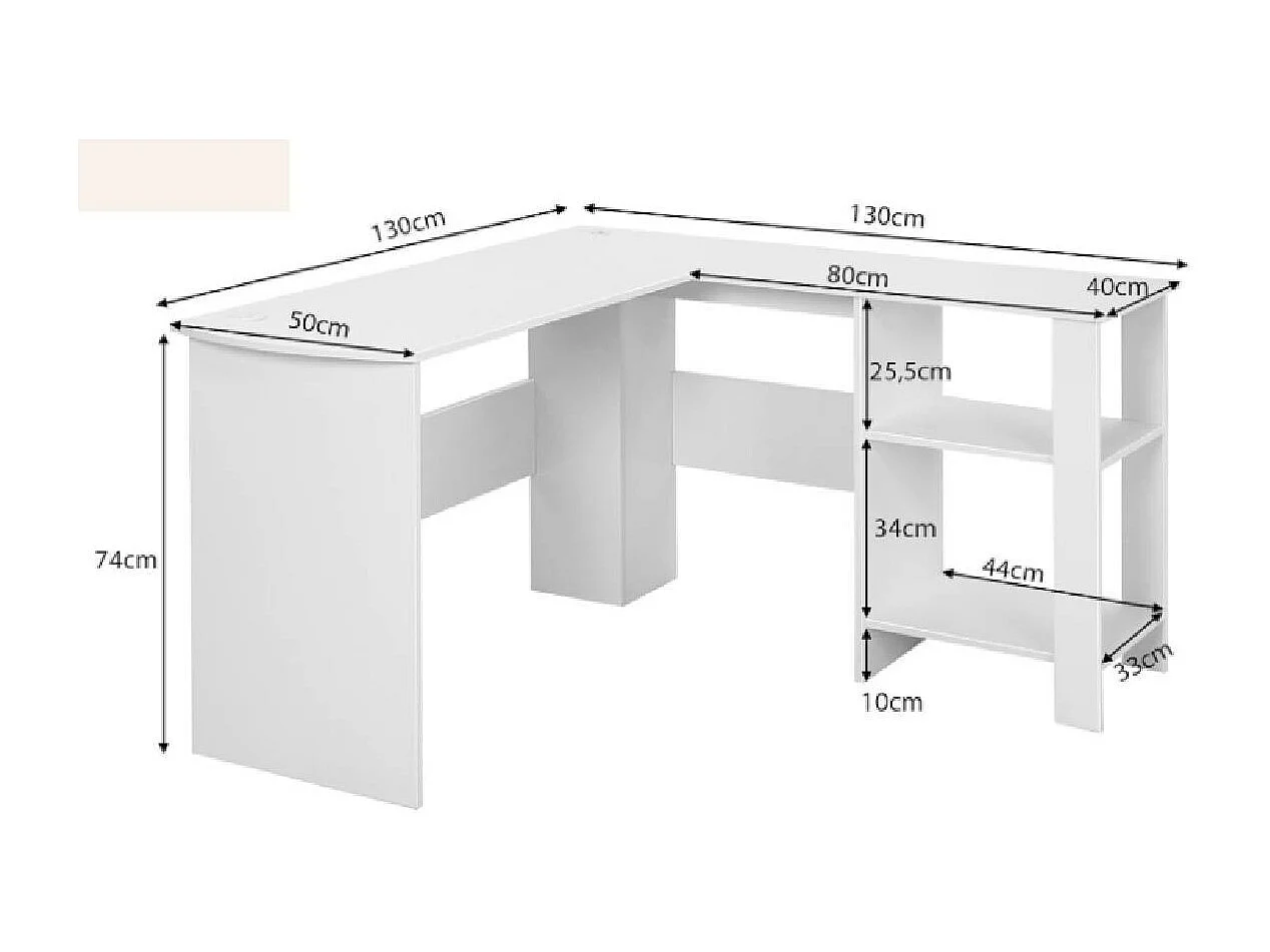 Eckschreibtisch mit 2 Kabellöchern