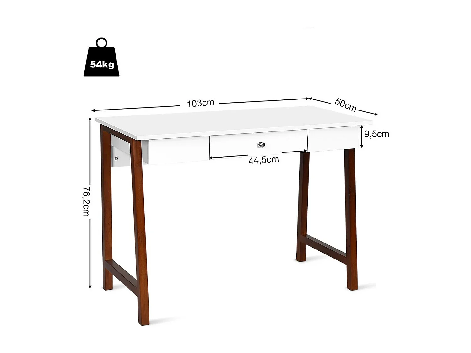 Schreibtisch mit Schublade Computertisch Kautschuk Tischbeine Schminktisch Bürotisch Braun