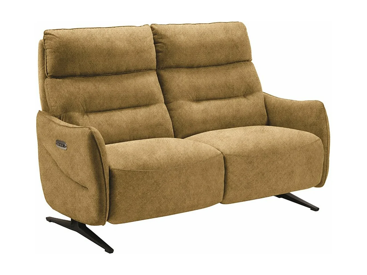 LISBOA - Canapé Relax Electrique 2 Places Tissu Jaune Pieds Métal