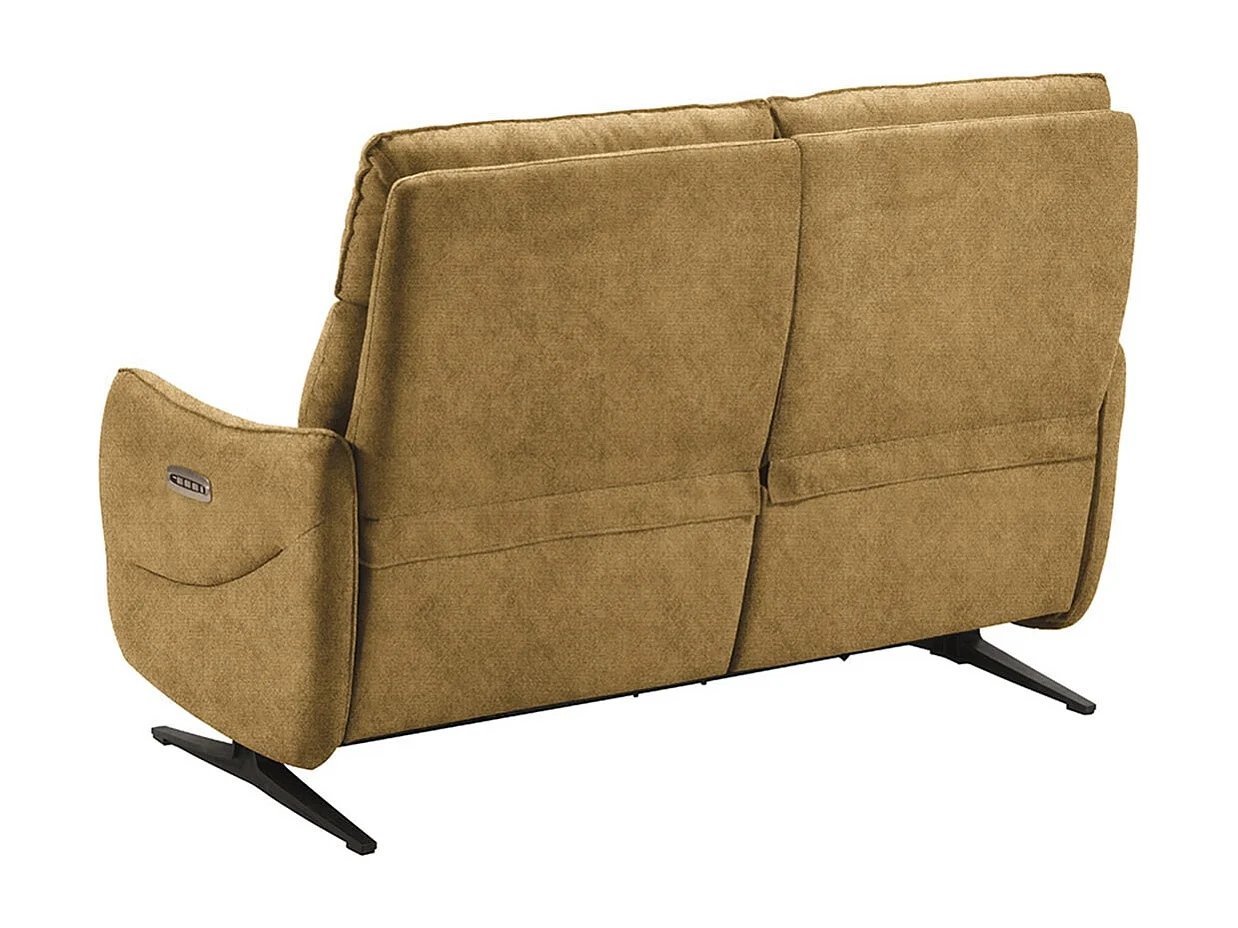 LISBOA - Canapé Relax Electrique 2 Places Tissu Jaune Pieds Métal