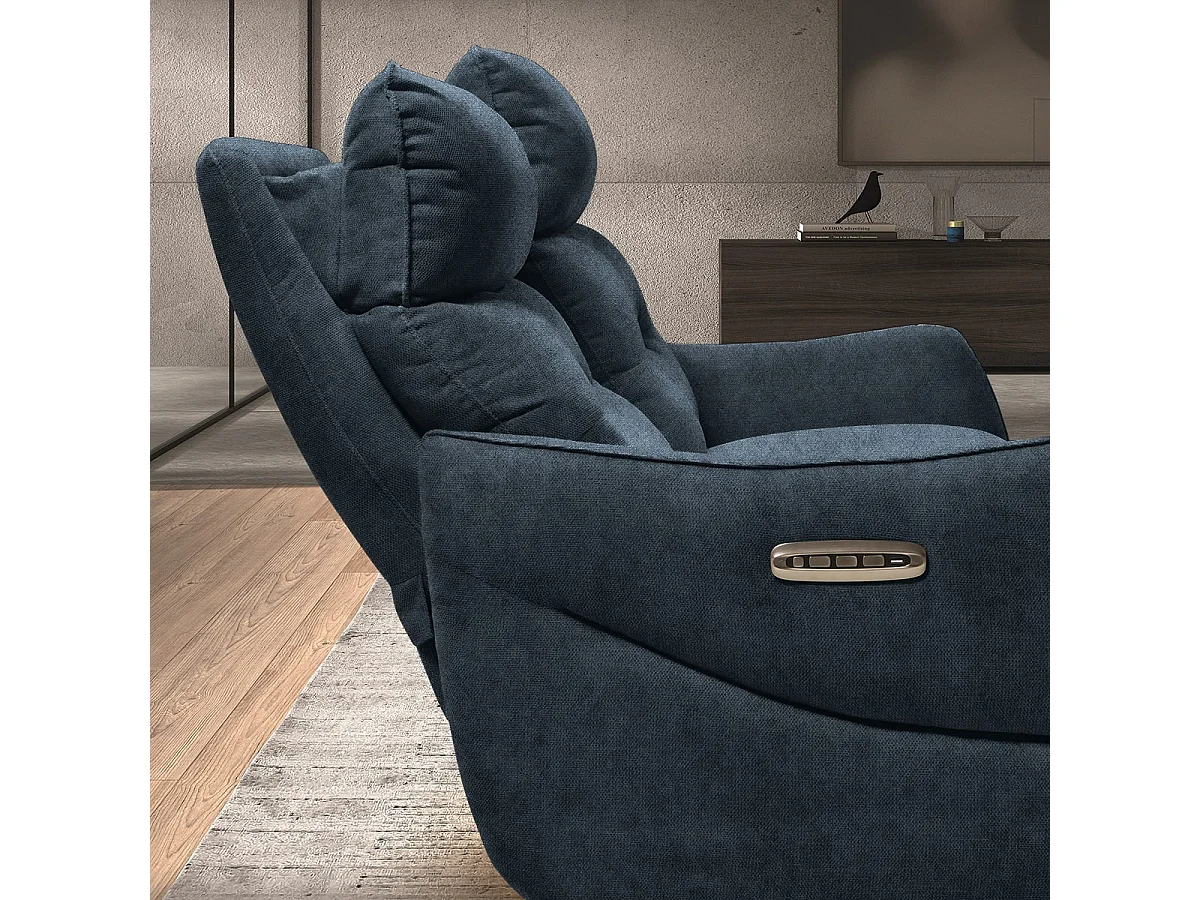 Canapé relax 2 places en microfibre bleu LISBOA