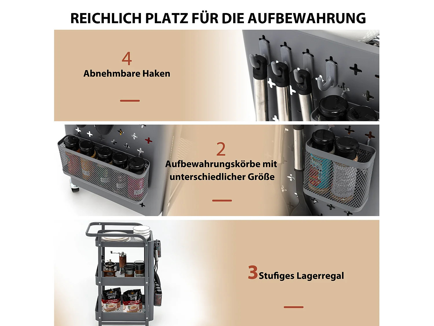 Küchenwagen Rollwagen 4 Etagen WO77266