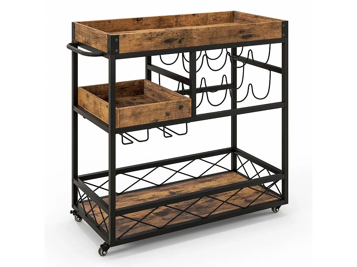 Chariot de bar avec porte-bouteilles 94 x 40 x 83 cm