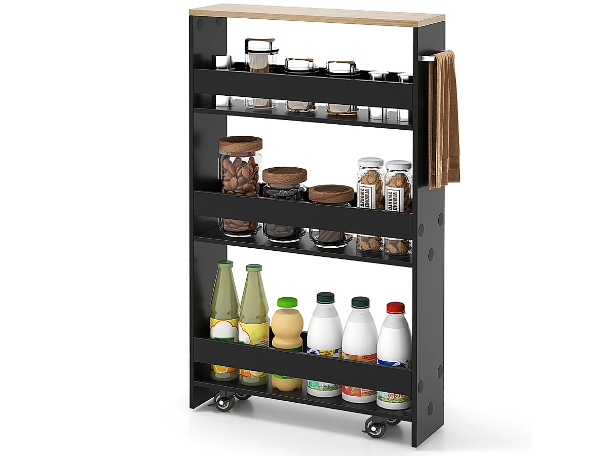 Petit meuble de cuisine étroit sur roulettes Petit meuble de cuisine