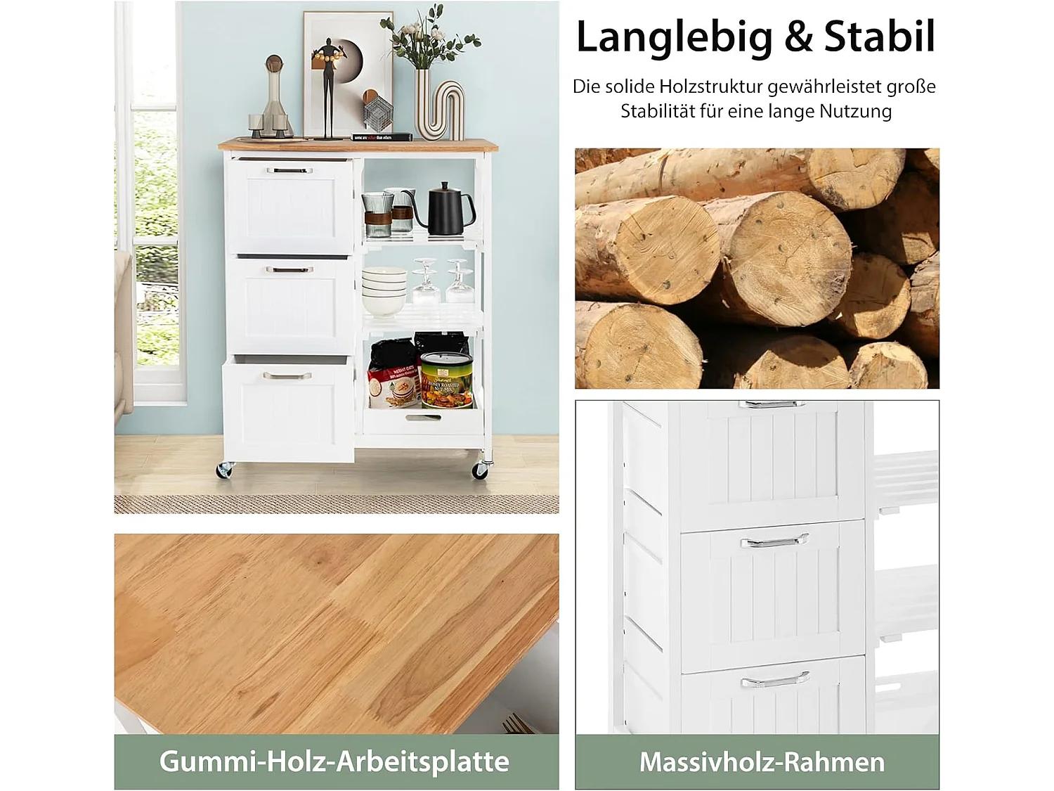 Küchenwagen 2 Ebenen mit Tablett