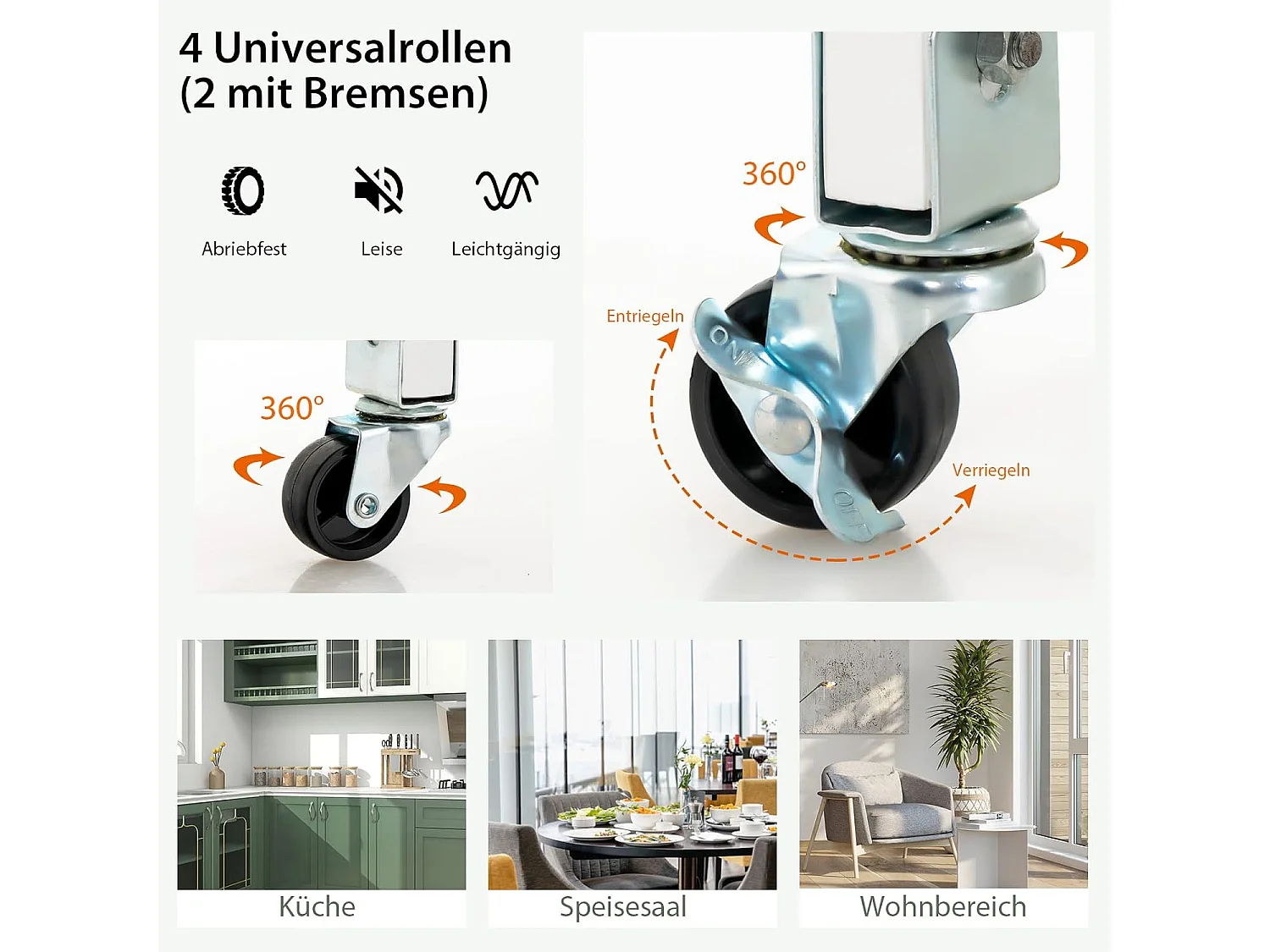 Küchenwagen 2 Ebenen mit Tablett