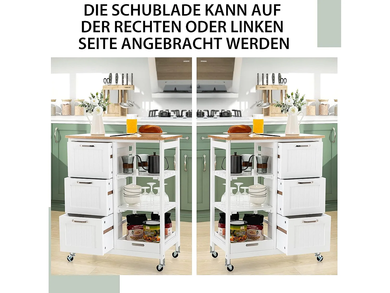 Küchenwagen 2 Ebenen mit Tablett