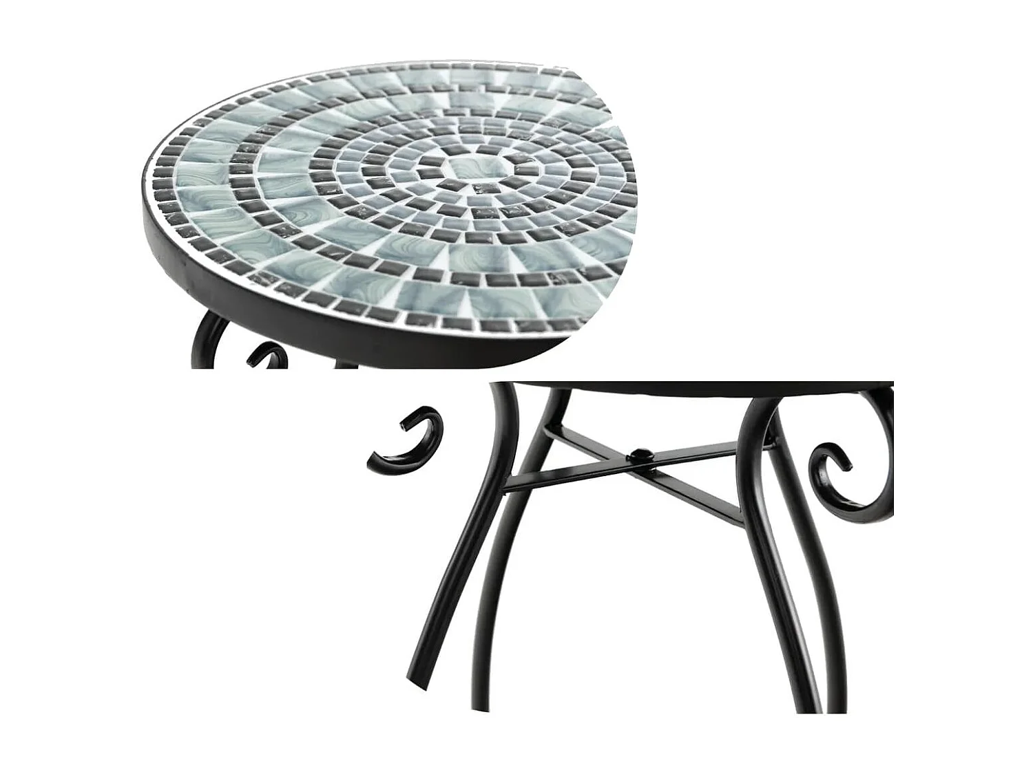 Runder Beistelltisch Mosaiktisch aus Metall & Keramik ?30 x 50 cm für Balkon Terrasse Garten