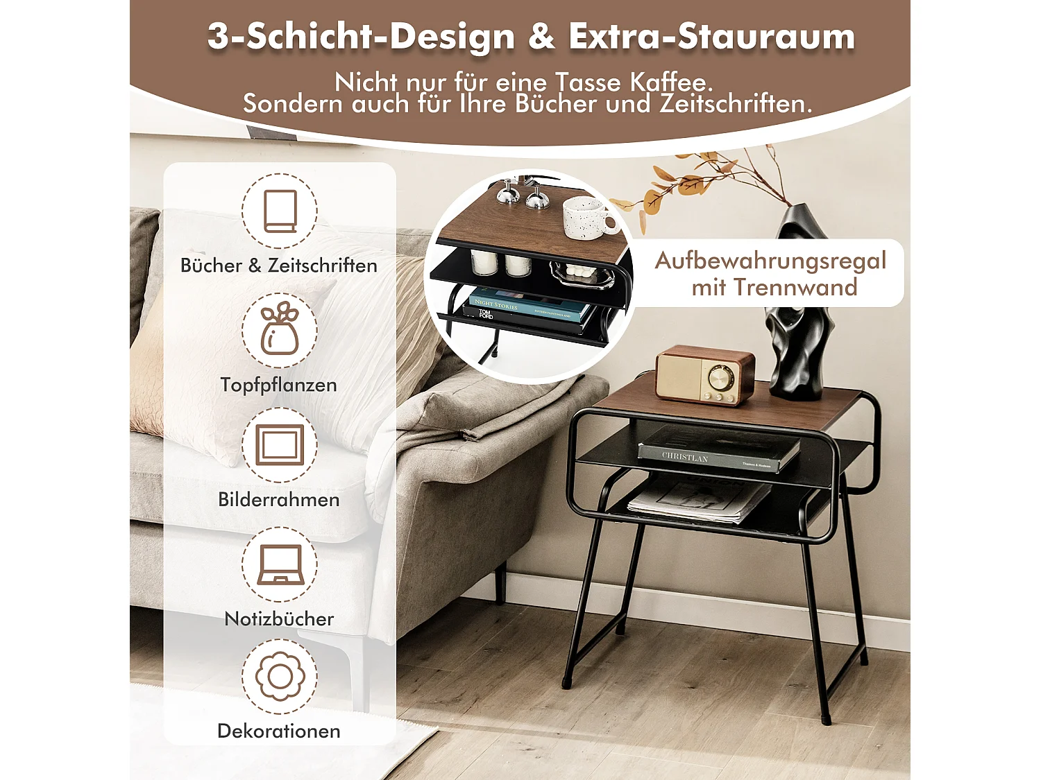 3 Ebenen Beistelltisch