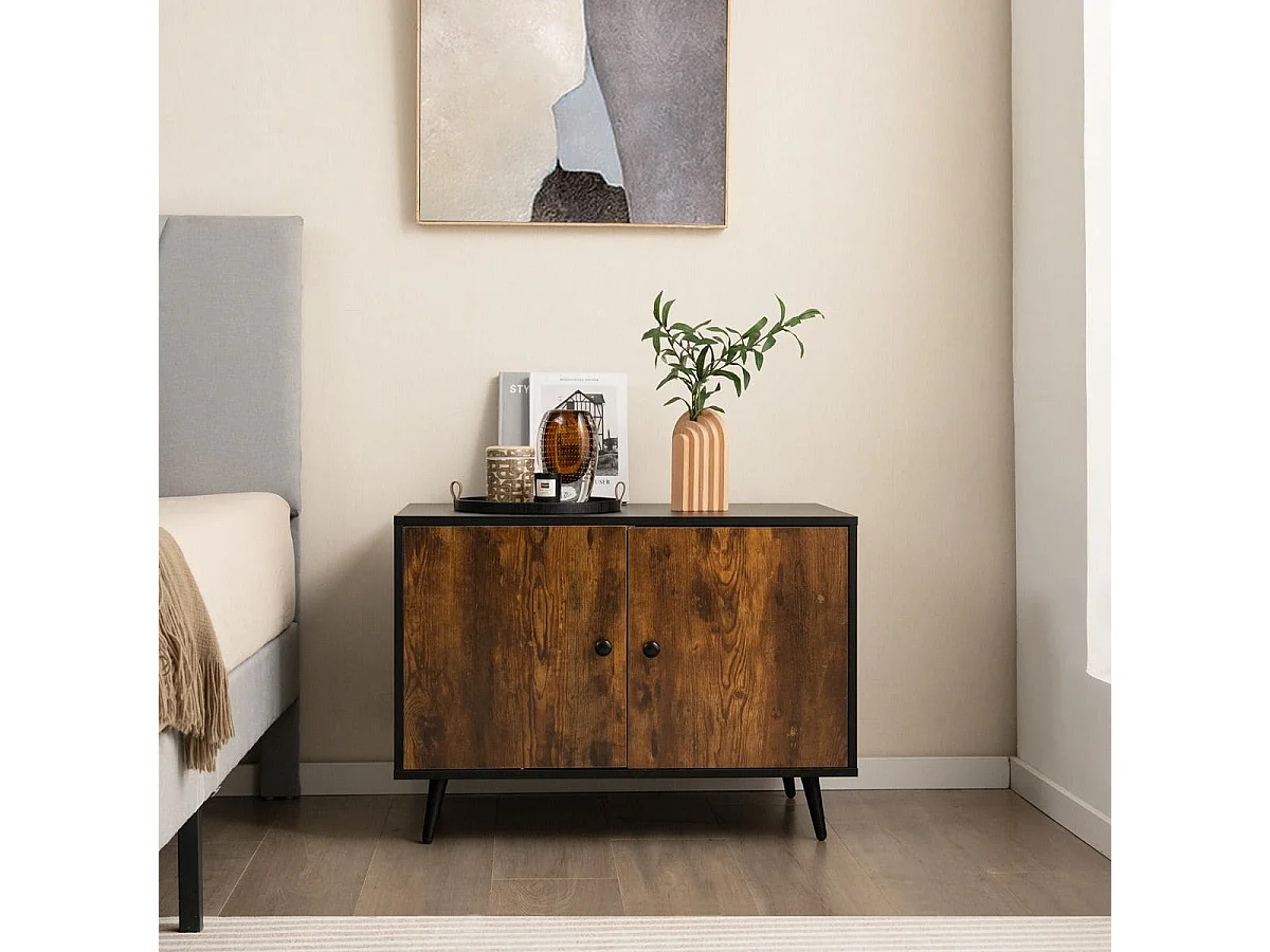 Maison de Toilette pour Chat à Double Portes 80x50x57 CM Meuble/Bac à Litière industriel avec Pieds de Support en Métal