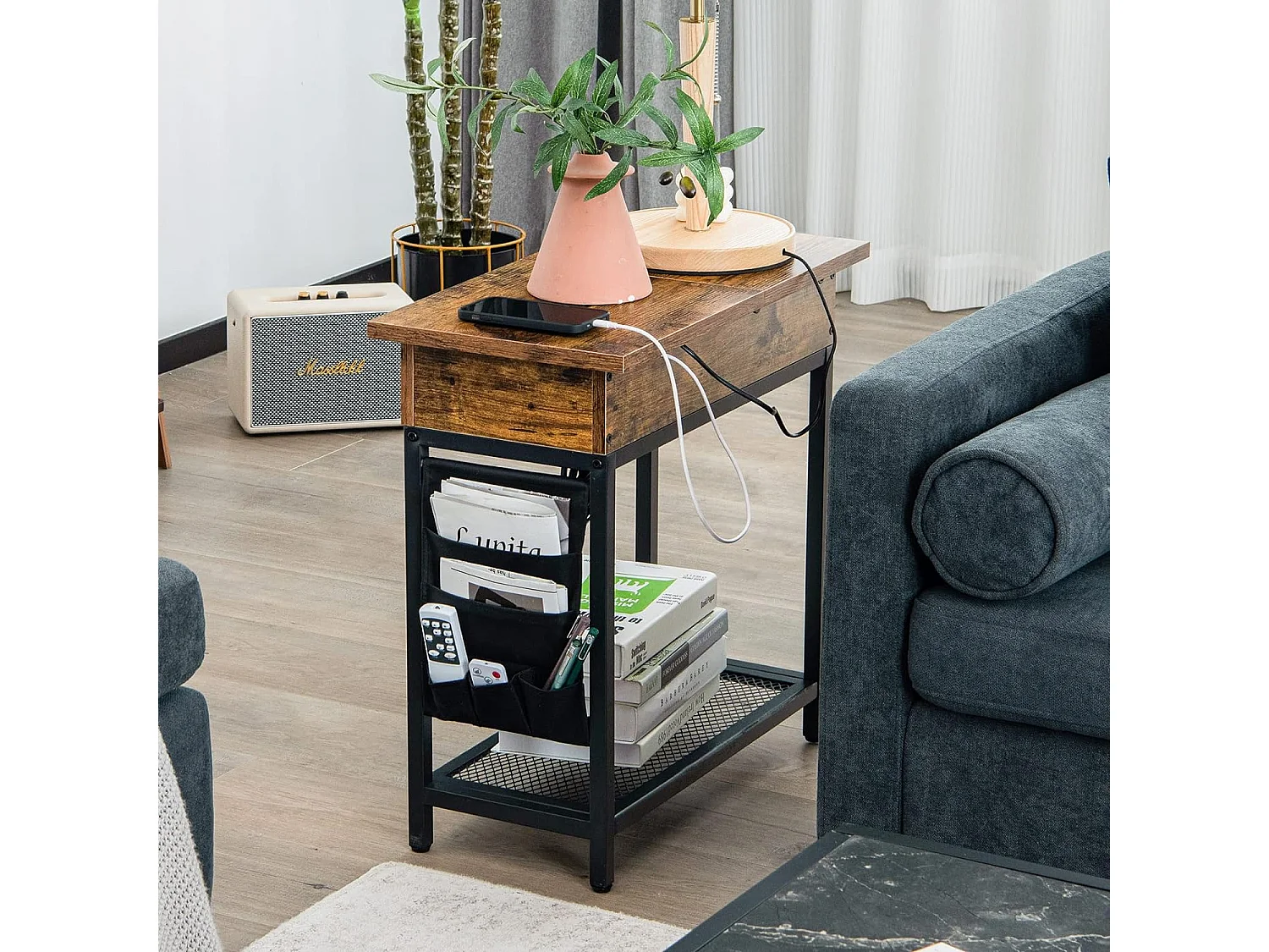 Beistelltisch Steckdosen+USB-Anschlüssen