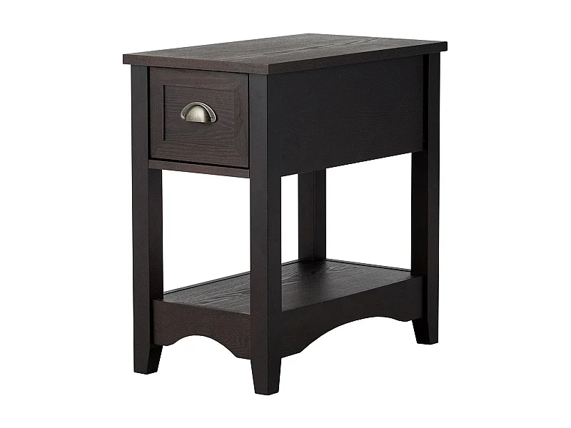 2er Set Beistelltisch mit Schublade & Ablage 2-stöckiger Sofatisch Nachttisch Walnuss