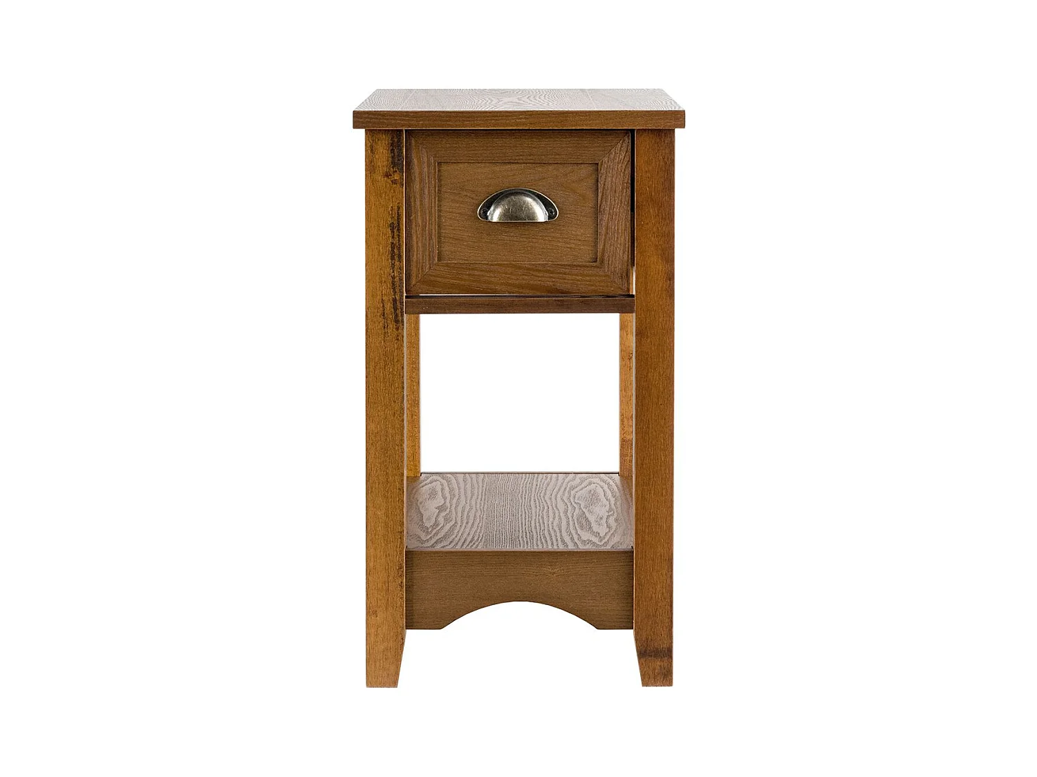Retro Beistelltisch mit Schublade & Ablage Gummiholzbeine für Wohnzimmer & Schlafzimmer Gelbbraun