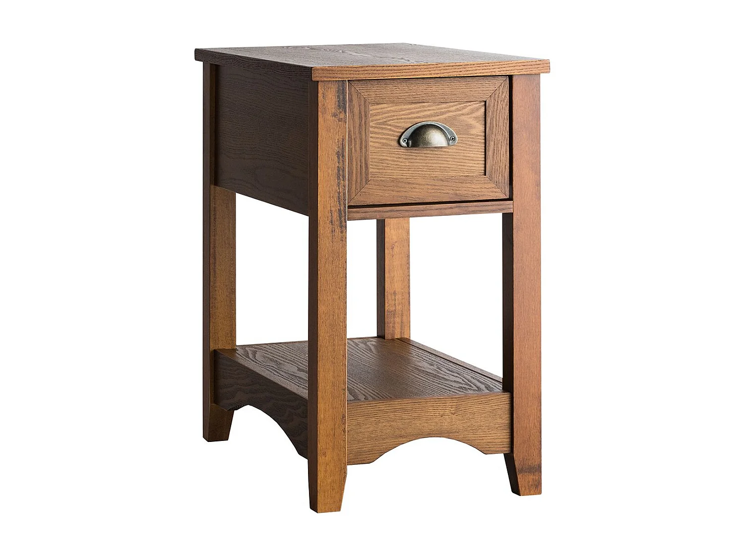 Table d'Appoint Table de Chevet avec Tiroir Pieds en Bois d'Hévéa Bout de Canapé Rétro pour Chambre Salon 56 x 33 x 58,5 cm Bronzé