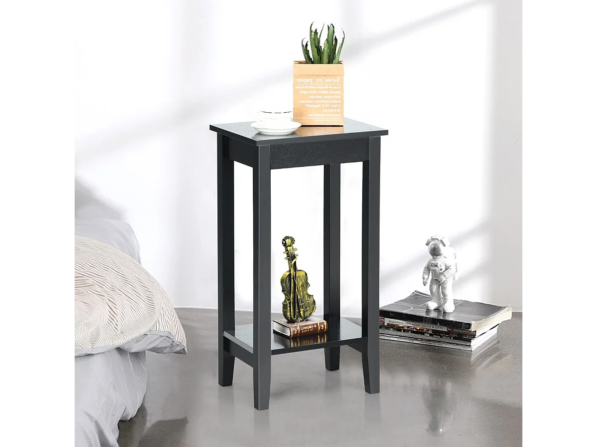 Table d'appoint étroite avec étagère de rangement Salon Noir