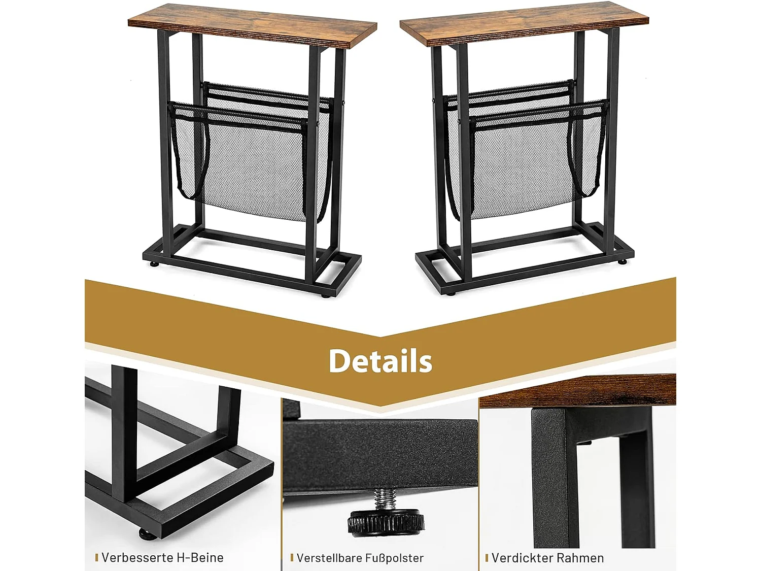 Industrieller 2-stufiger Beistelltisch