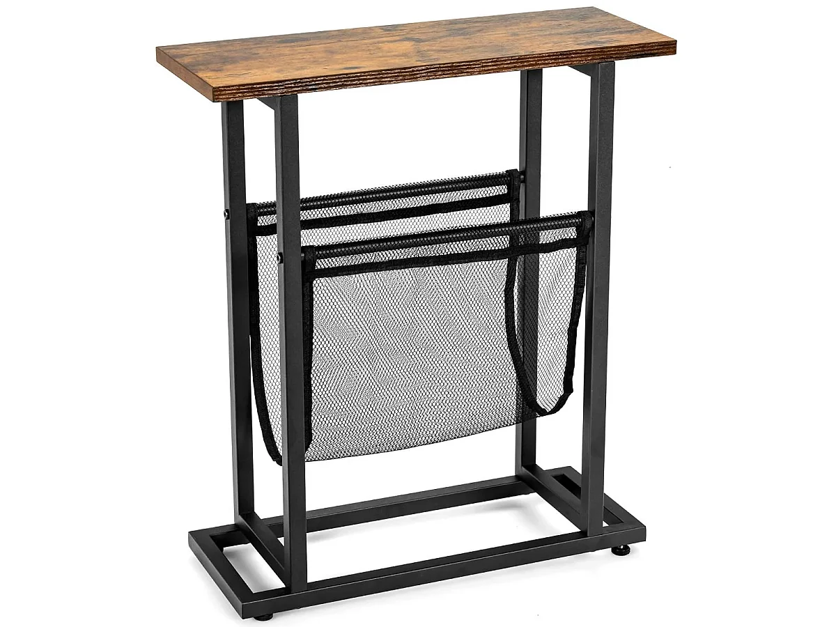 Table basse pour espaces étroits avec un panier en filet