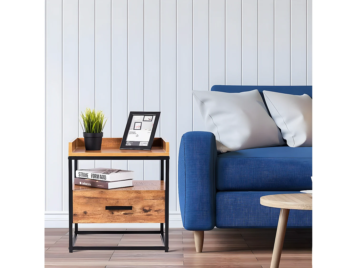 Beistelltisch 2 Ebenen mit Metallgestell