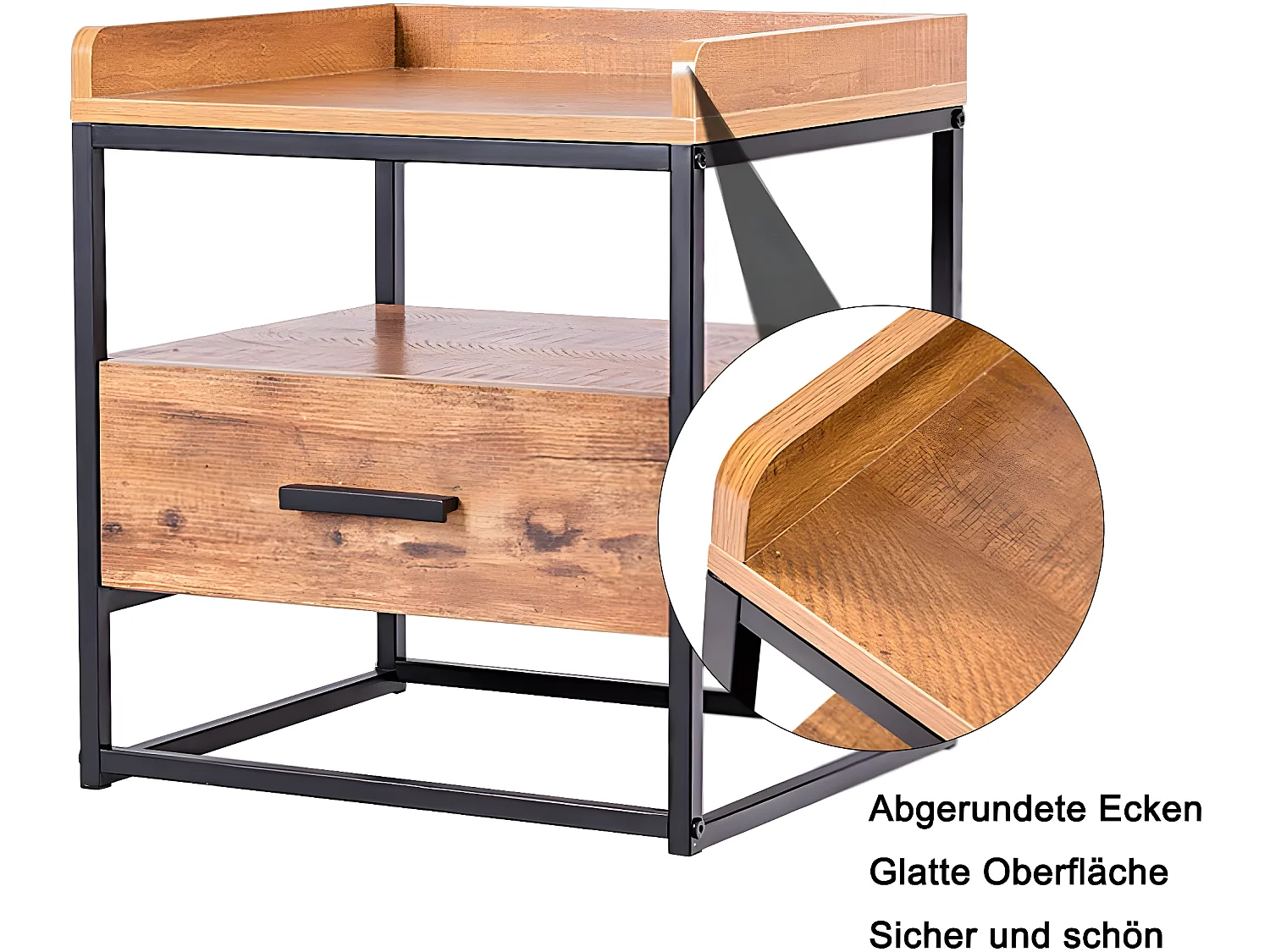 Beistelltisch 2 Ebenen mit Metallgestell