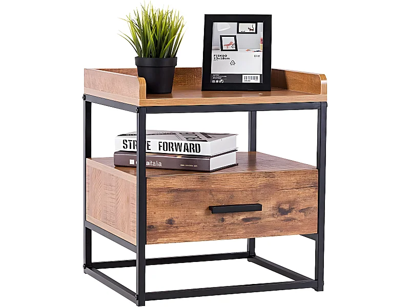 Beistelltisch 2 Ebenen mit Metallgestell