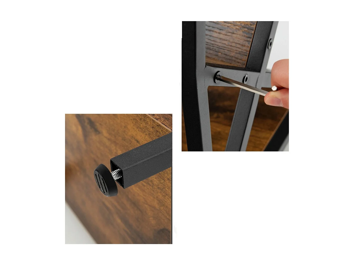 Beistelltisch 3-stufiger mit V-förmigem Zeitschriftenhalter 40 x 30 x 61 cm Rustikales Braun