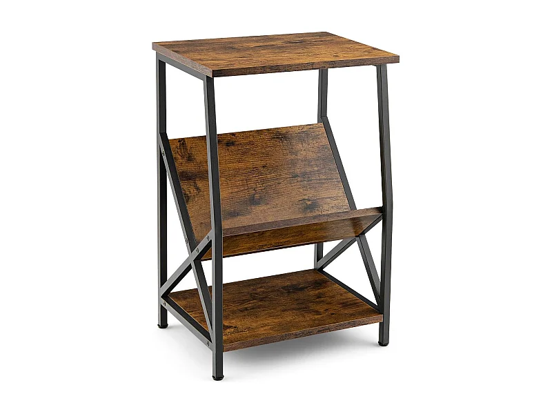 Table d'Appoint Industriel à 3 Niveaux Cadre en Métal 40 x 30 x 61 CM avec Étagère Ouverte pour Bureau Chambre