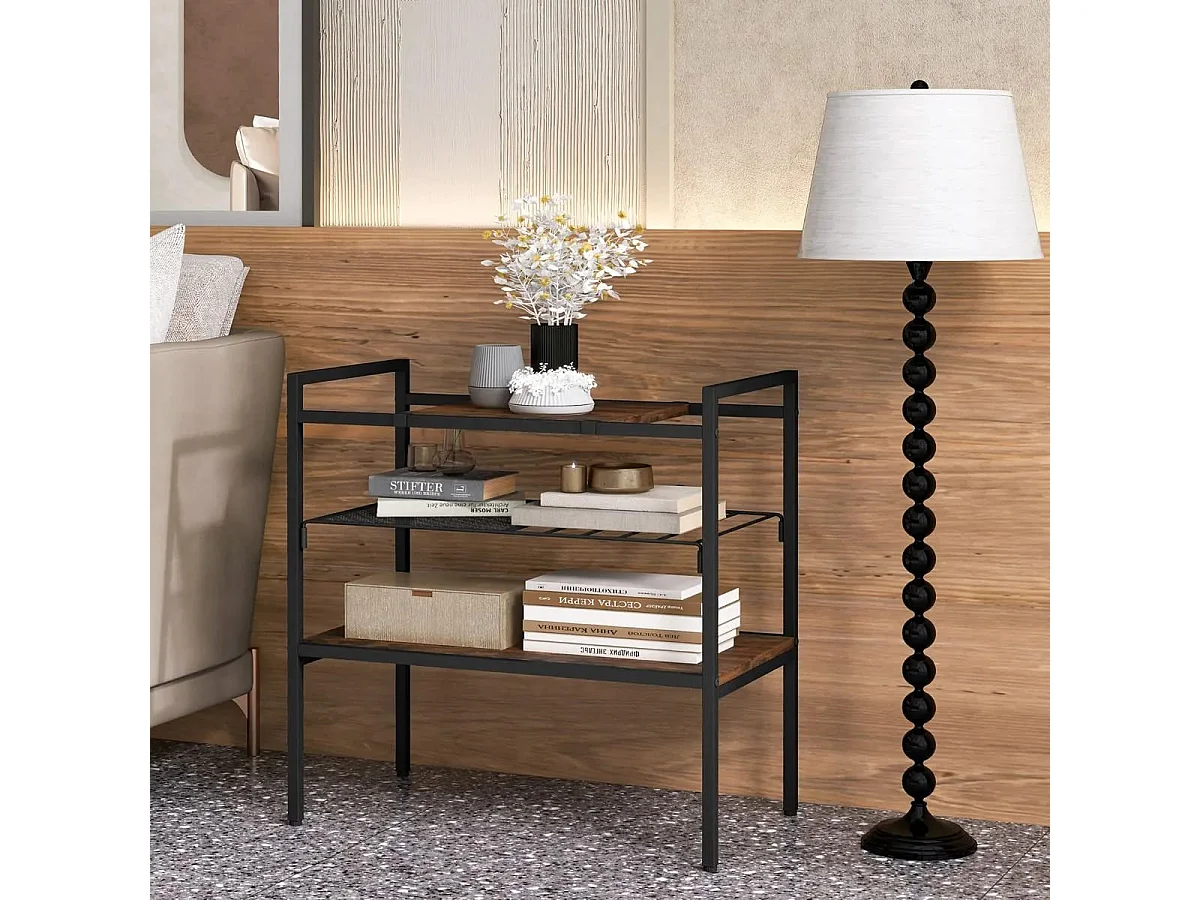 Konsolentisch mit Ablageflächen Schmaler Konsole Beistelltisch 60 x 33,5 x 61 cm Rustikales Braun