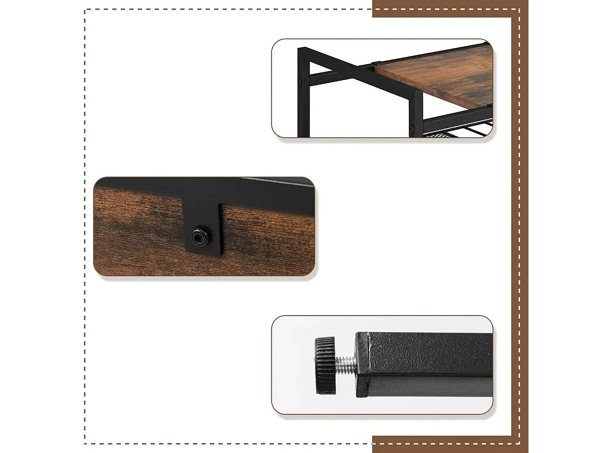 Konsolentisch mit Ablageflächen Schmaler Konsole Beistelltisch 60 x 33,5 x 61 cm Rustikales Braun