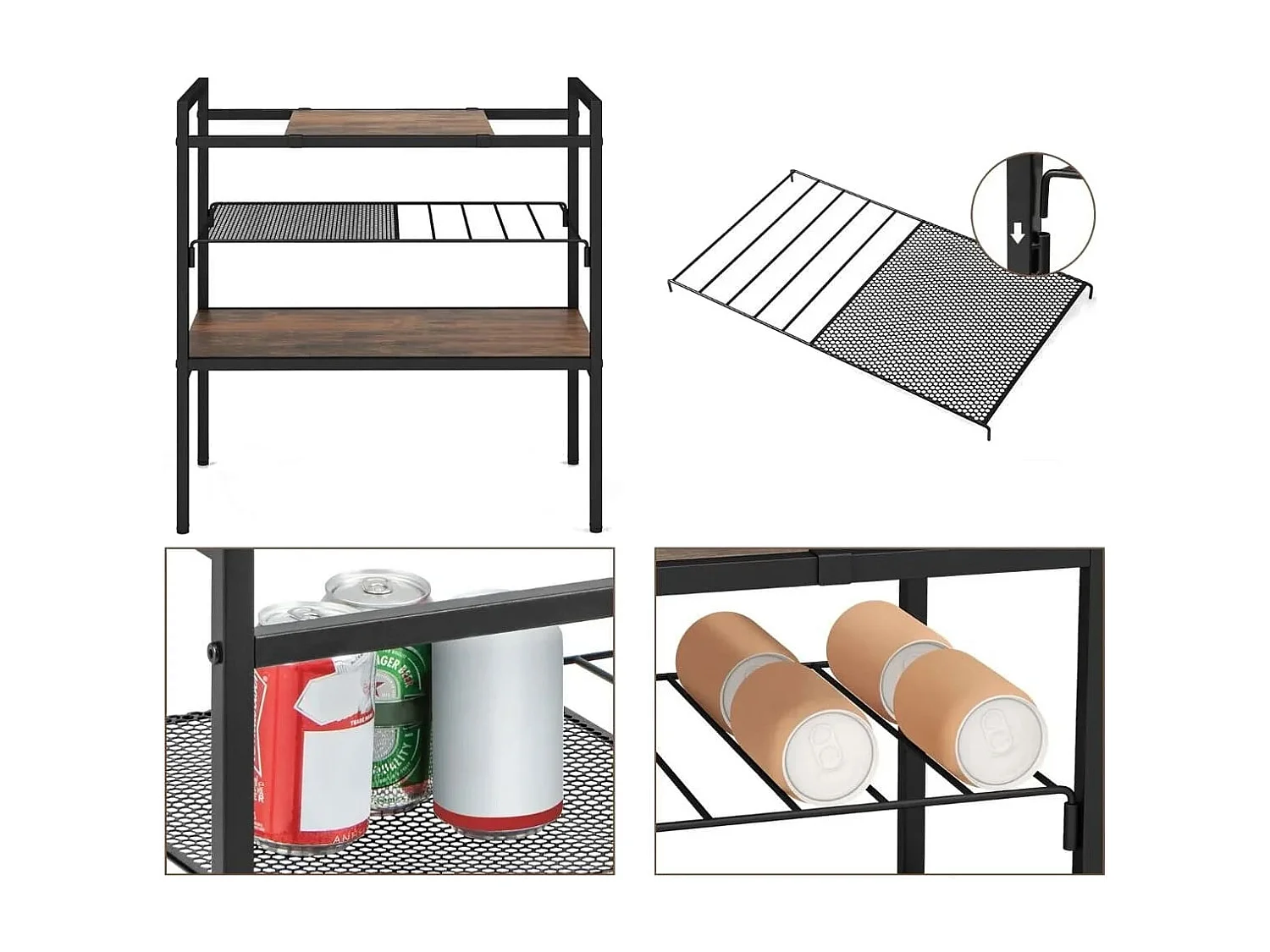 Konsolentisch mit Ablageflächen Schmaler Konsole Beistelltisch 60 x 33,5 x 61 cm Rustikales Braun