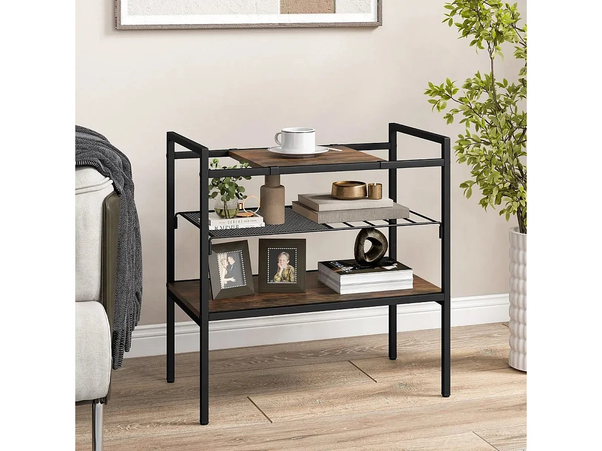 Konsolentisch mit Ablageflächen Schmaler Konsole Beistelltisch 60 x 33,5 x 61 cm Rustikales Braun