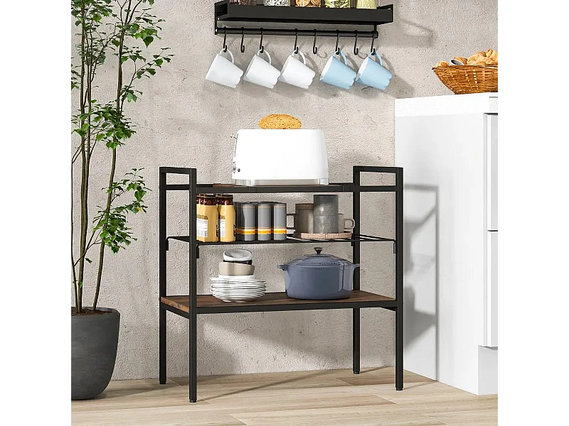 Konsolentisch mit Ablageflächen Schmaler Konsole Beistelltisch 60 x 33,5 x 61 cm Rustikales Braun