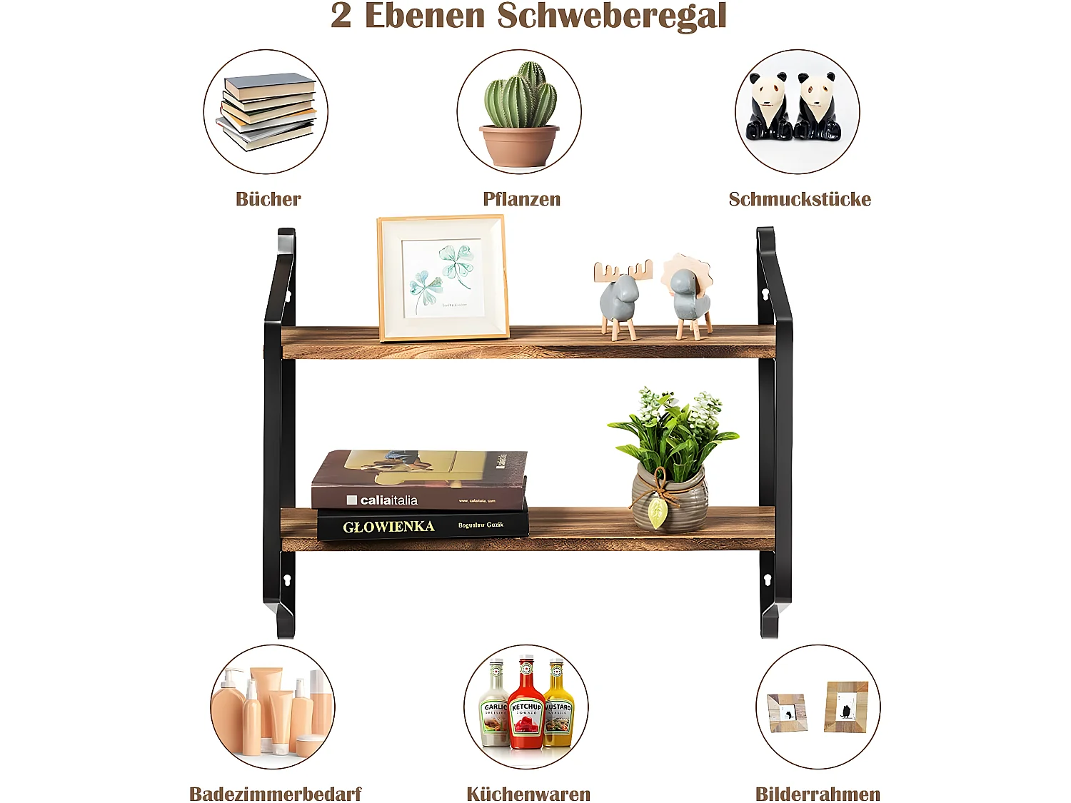 2 Ebenen Schweberegal Wandregal