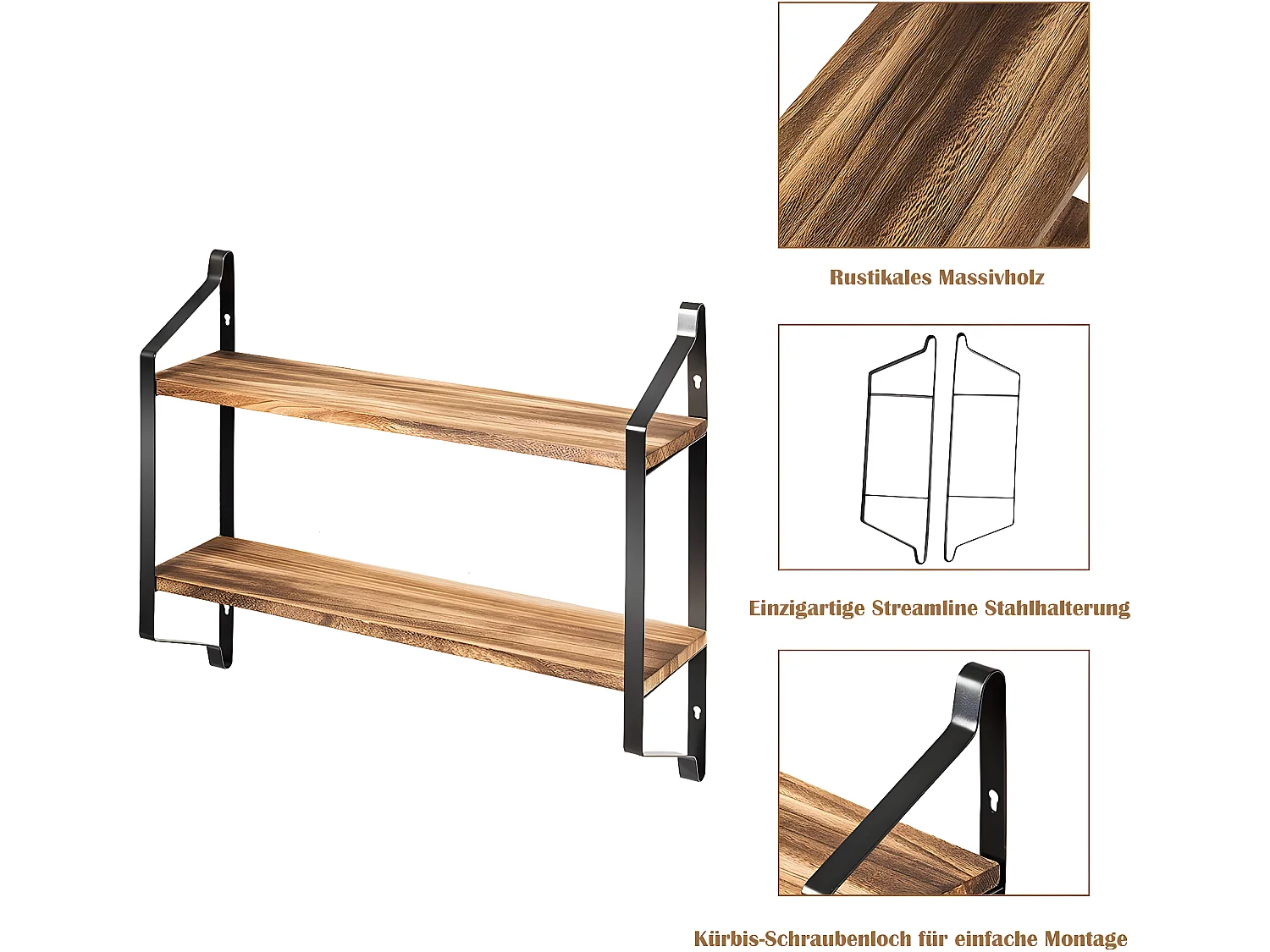 2 Ebenen Schweberegal Wandregal