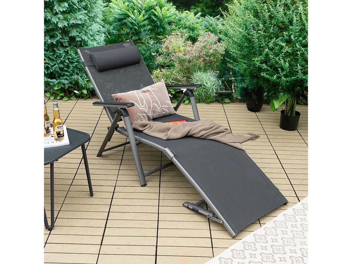 Terrassenliegestuhl Outdoor-Terrassenstuhl Klappliege mit 8 verstellbaren Rücken