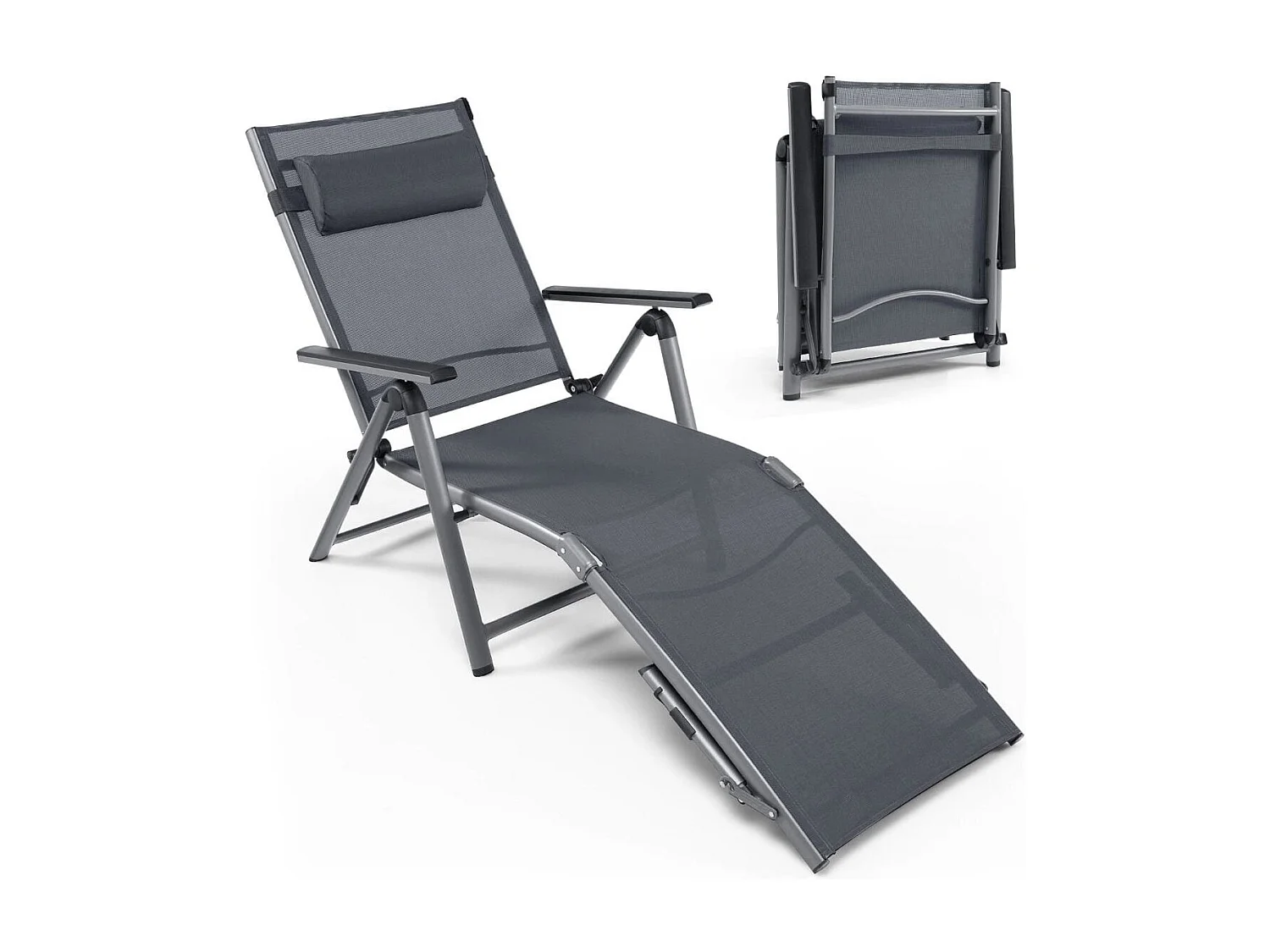 Terrassenliegestuhl Outdoor-Terrassenstuhl Klappliege mit 8 verstellbaren Rücken